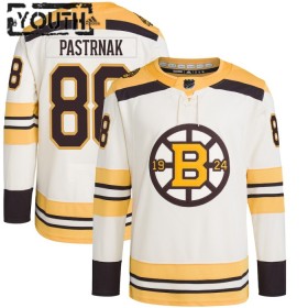 Boston Bruins tröja 100th Anniversary David Pastrnak Adidas 2023-24 Cream Authentic - NHL Tröjor Barn